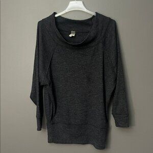 We The Free Mock Neck Top Gray Black - Size XS